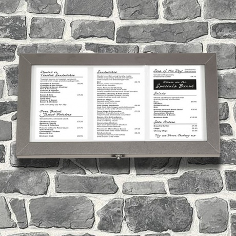 Triple A4 Outdoor LED Illuminated Menu Display Case with Remote Control